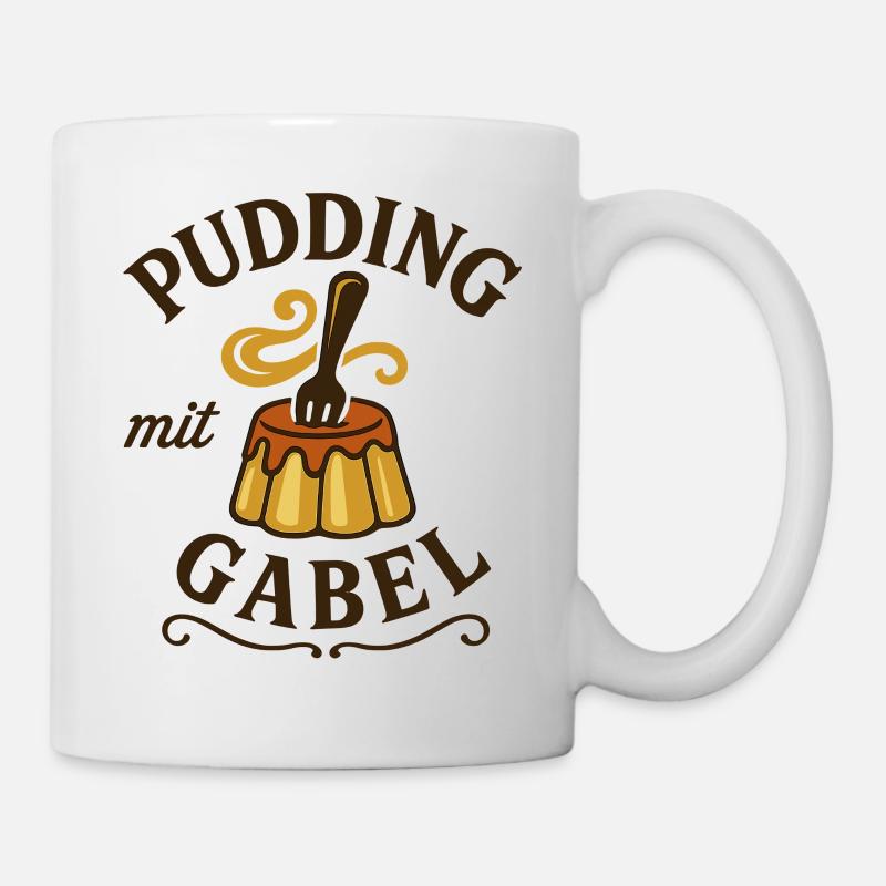 Pudding mit Gabel - Tasse - Weiß