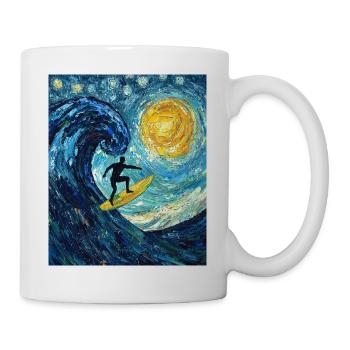 Surfer Surfing Sea Waves Van Gogh Starry Night - Mug - white - Right