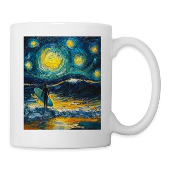 Surfer Surfing Sea Waves Van Gogh Starry Night - Mug - white - Right