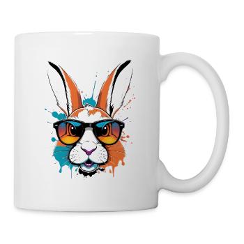 Lapin Daredevil coloré avec lunettes de soleil - Mug blanc - blanc - Droite