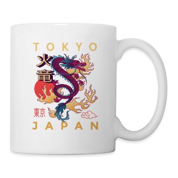 Japanischer Flammen Drache – Kanji Kalligraphie  - Tasse - Weiß - Rechts