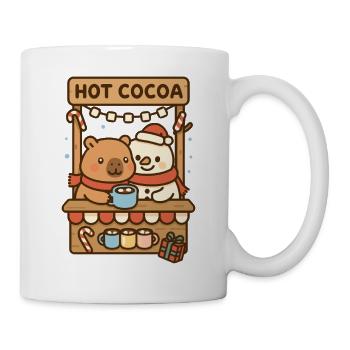 Capybara et bonhomme de neige au stand de cacao - Mug blanc - blanc - Droite