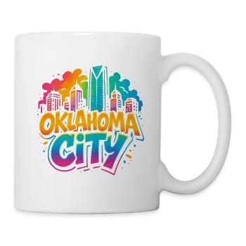 Oklahoma City Neon Skyline - Tasse - Weiß - Rechts