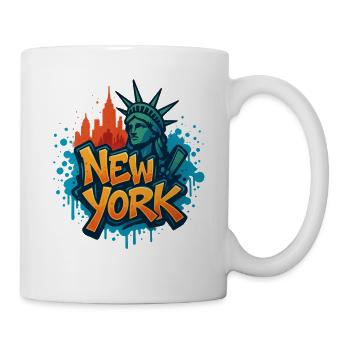 New York Graffiti Skyline - Tasse - Weiß - Rechts