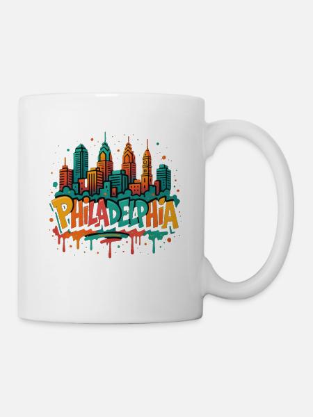 Philly Graffiti Skyline - Tasse - Weiß