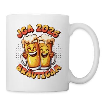 JGA 2026 Bräutigam Bier Alkohol Saufen Lustig - Tasse - Weiß - Rechts