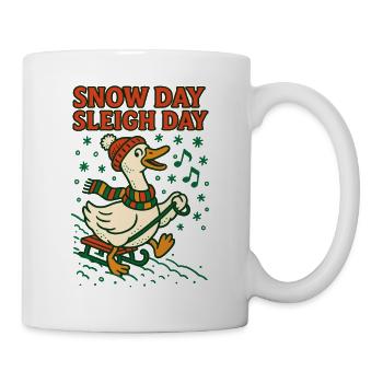 Goose Christmas Funny Santa Snow Day Sleigh - Mug - white - Right