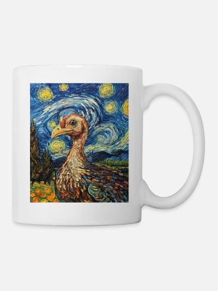 Truthahn Vogel Van Gogh Style - Tasse - Weiß