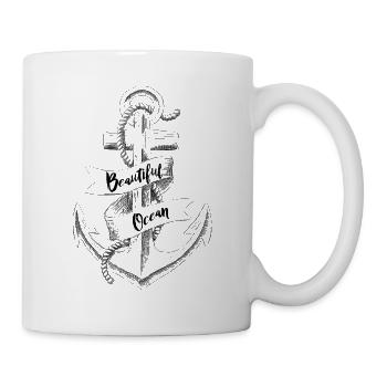 Nautic Design Beautiful Ocean Anchor Illustration - Mug - white - Right