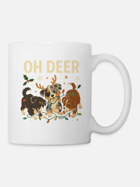 Süßes Australian Shepherd Weihnachtsdesign - Tasse - Weiß