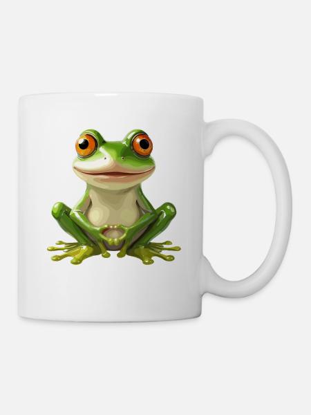 Fröhlicher Frosch Mit Großen Augen - - Tasse - Weiß