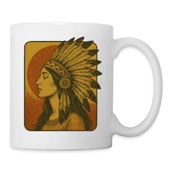 Coiffe en plumes amérindiennes vintage - Mug blanc - blanc - Droite
