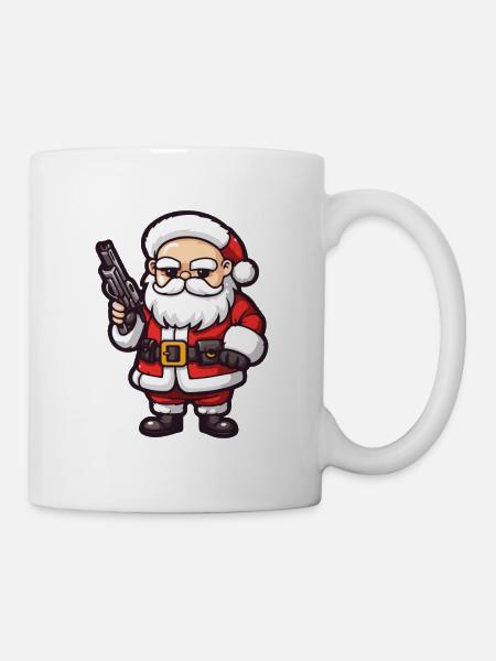 Weihnachtsmann Pistole Santa Weihnachten - Tasse - Weiß