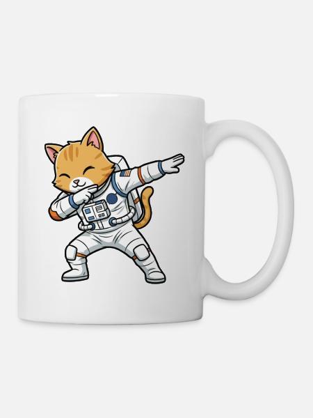 Astronauten Katzen Dab - Tasse - Weiß