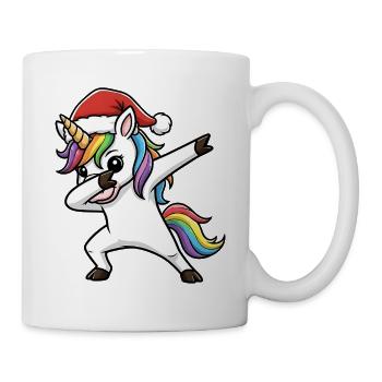 Weihnachts Einhorn Dab - Tasse - Weiß - Rechts