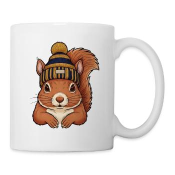 Squirrel with Hat – Winter Outfit - Mug - white - Right
