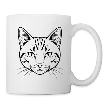 Minimalistischer Katzenkopf - Tasse - Weiß - Rechts