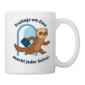 Freitags um Eins... Endlich Wochenende - Tasse - Weiß - Rechts