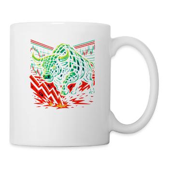 Neon-Bullenladung im Marktkreislauf, Investieren - Tasse - Weiß - Rechts