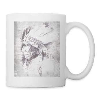 Chef indigène en plumes gris - Mug blanc - blanc - Droite