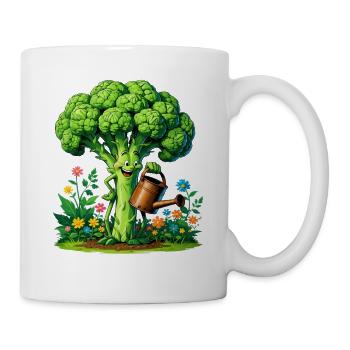 Fröhlicher Brokkoli Gärtner - Tasse - Weiß - Rechts