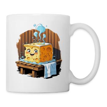 Cheese in sauna Smile and sweat - Mug - white - Right