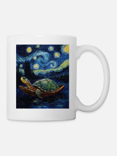 Schildkröte Van Gogh Style - Tasse - Weiß