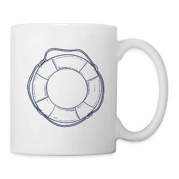 Nautic Design Lifebuoy Line Art Nautical - Mug - white - Right