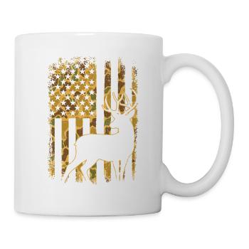 Camo US-Flagge Hirschjagd Outdoor Stolz - Tasse - Weiß - Rechts