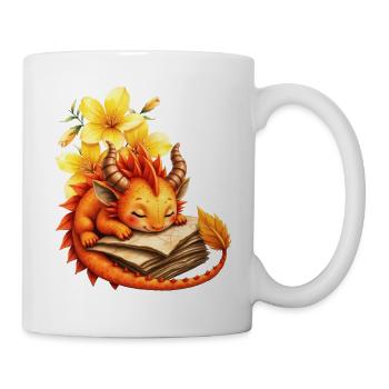 Sleepy Dragon on Autumn Book - Mug - white - Right