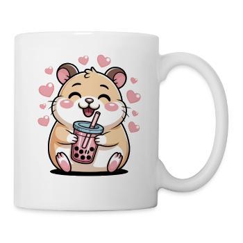 Kawaii Bubble Tee Hamster Boba Tee - Tasse - Weiß - Rechts