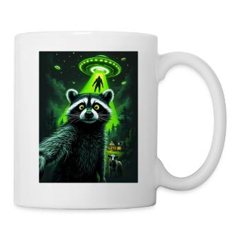 Raid OVNI raton laveur dans la forêt - Mug blanc - blanc - Droite