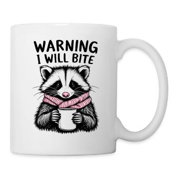 Raccoon with pink scarf - Mug - white - Right