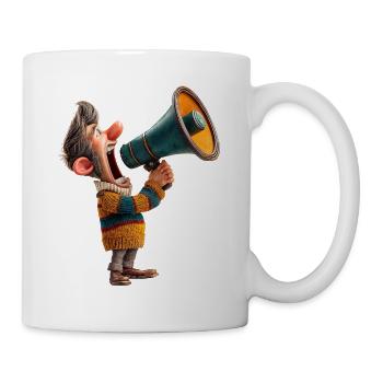 Karikatur Megafon Redner - Tasse - Weiß - Rechts