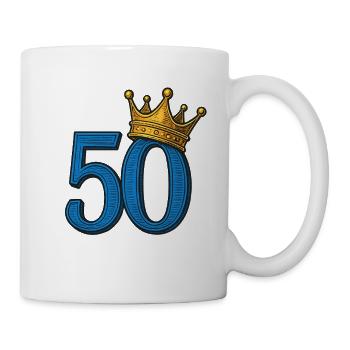 Blue 50 with Golden Crown – Noble Birthday of the - Mug - white - Right