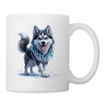 Eis Husky mit Eiskristallkette - Mug - white - Right