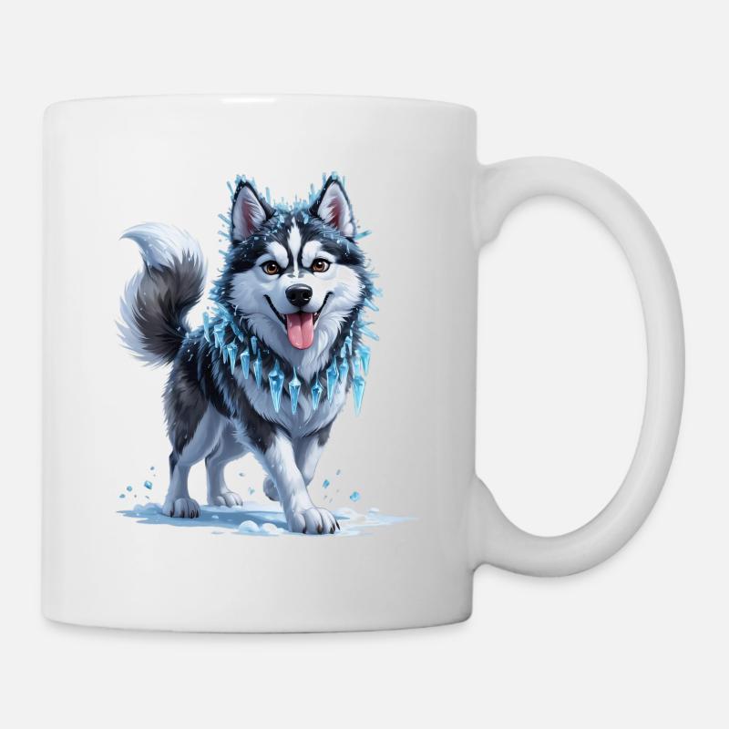 Eis Husky mit Eiskristallkette - Tasse - Weiß