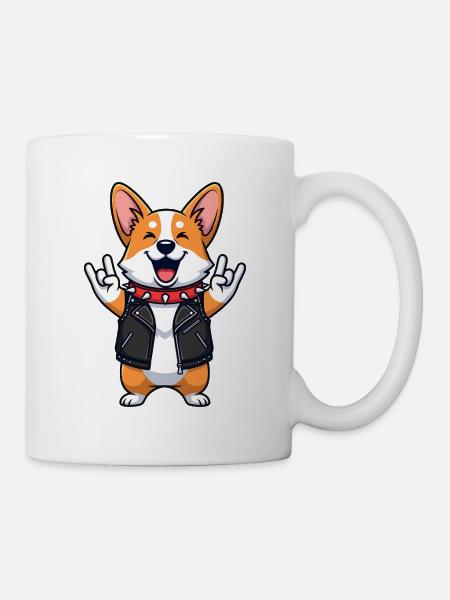 Rock Star Corgi - Tasse - Weiß