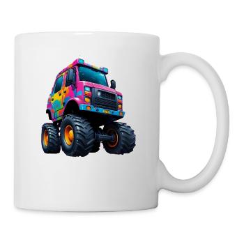 Bunter Monstertruck Kraftmonster - Tasse - Weiß - Rechts