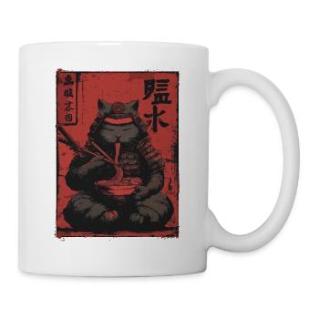 Samurai Cat Ramen Japan Streetwear Design - Mug - white - Right