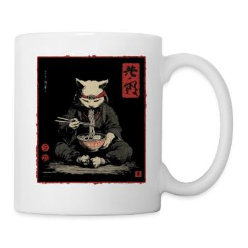 Samurai Cat Ramen Japan Streetwear Design - Mug - white - Right
