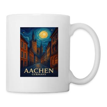 Aachen Nachtstadt Malerei - Tasse - Weiß - Rechts