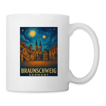 Braunschweig Nachtlicht Stadtmotiv - Tasse - Weiß - Rechts