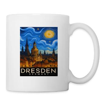 Dresden Nachtlicht Skyline - Tasse - Weiß - Rechts