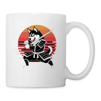 Husky Samurai Warrior With Katana Before Retro - Mug - white - Right