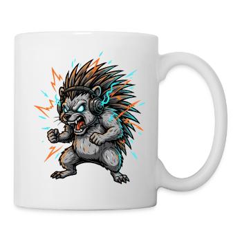 Electric cyber Hedgehog DJ - Mug - white - Right