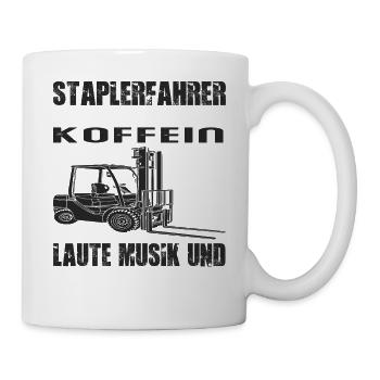 Forklift driver coffee loud music sayings, funny - Mug - white - Right