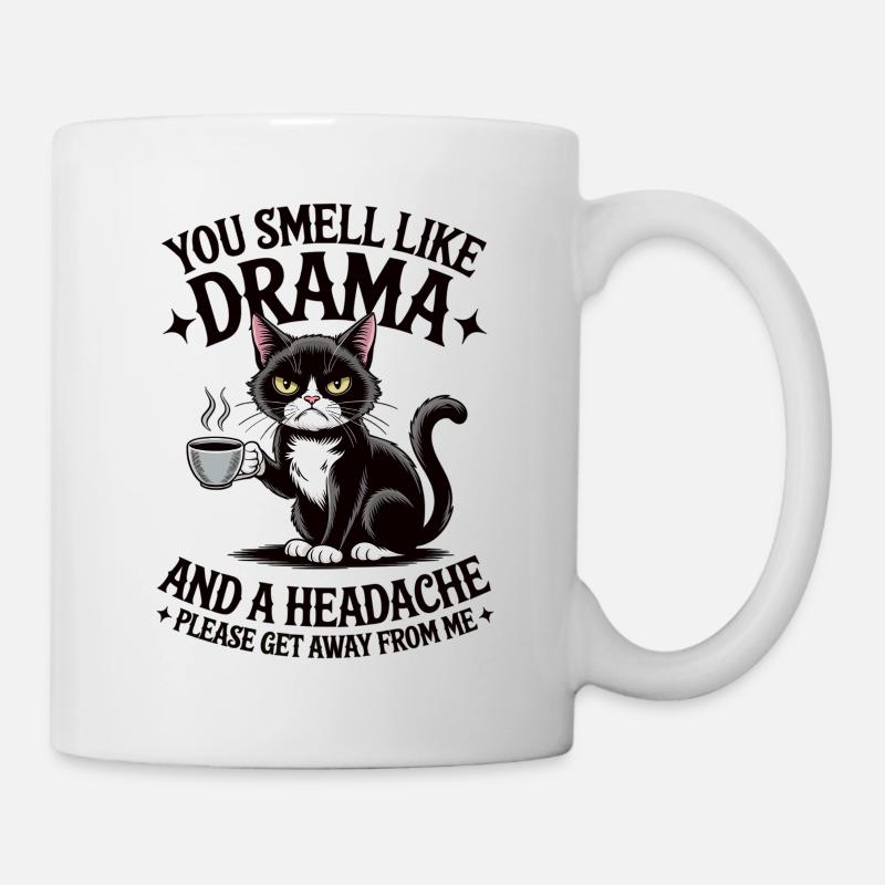 Drama Katze Kaffee Spruch - Tasse - Weiß