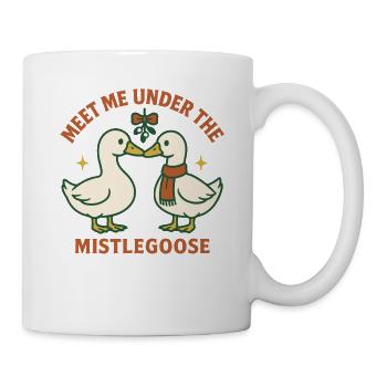 Weihnachtsgans Triff mich unter der Mistelgans - Tasse - Weiß - Rechts