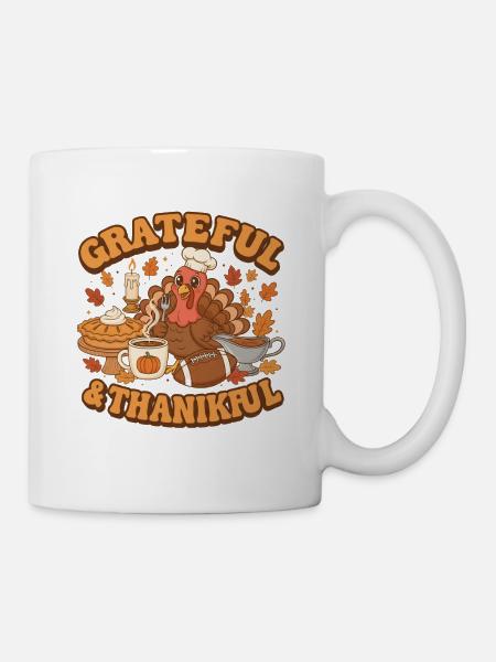 Dankbare und dankbare Türkei - Tasse - Weiß